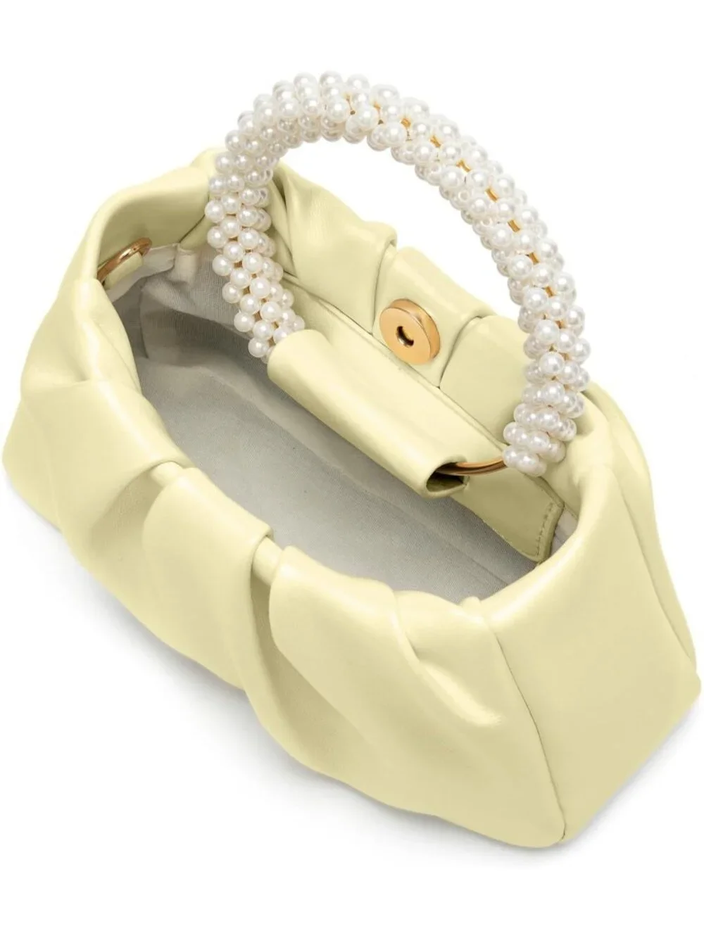 👜Women's Cream Leather Wedding Party Pearl Elegant Clutch Purse Magnetic Snap
